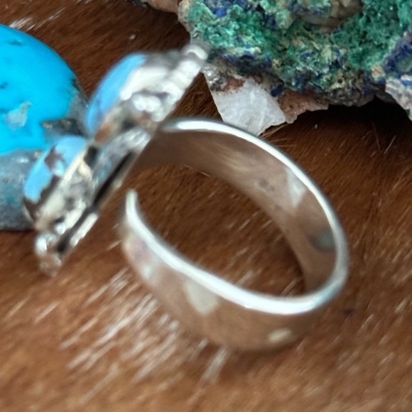 Golden hills turquoise double stone southwestern Sterling silver adjustable ring - Picture 3 of 6